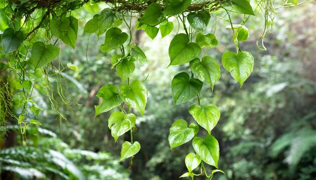 vine climbing plant green leaves of hanging epipremnum aureum araceae bush on a background nature forest tropical jungle element video compositing footage