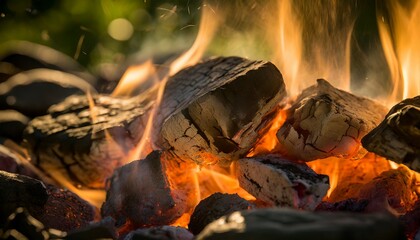 burning coals from a fire abstract background