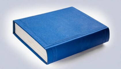 one blue beautiful closed book on white isolate background beautiful blue book cover view from the top