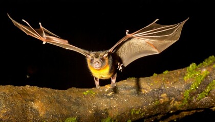 dwarf epauletted fruit bat micropteropus pussilus flying at night legon ghana - obrazy, fototapety, plakaty