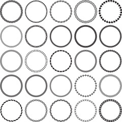 Collection of Round Decorative Border Frames with Clear Background. Ideal for vintage label designs.