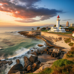 Fototapeta na wymiar Lighthouse by the sea