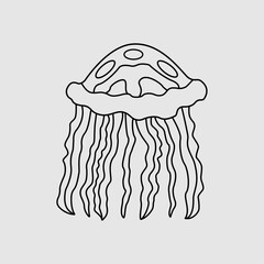 Jellyfish in doodle style. Hand drawn vector illustration isolated on white background
