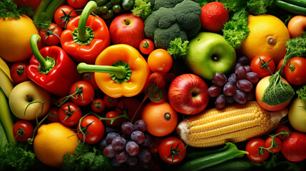 fresh fruits and vegetables background 