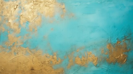 Fototapeta na wymiar Cyan and golden rough textured background.