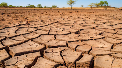 The critical situation: the earth is covered with cracks from drought