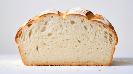 Open the taste: isolated white bread on a light white canvas