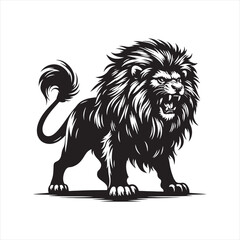 Lion Silhouette: Dynamic Profile of the Wildcat, Expressing the Untamed Spirit of the African Wilderness - Minimallest lion black vector Silhouette
