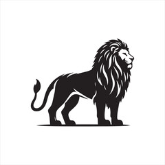 Lion Silhouette: Intricate Artistry Highlights the Dignified Posture of the Magnificent Lion - Minimallest lion black vector Silhouette
