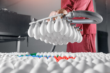 Vacuum pump suction cups for transporting eggs in food factory industry