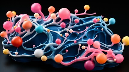Illustration of Biological Cells, Brain, and Medical Conditions - obrazy, fototapety, plakaty