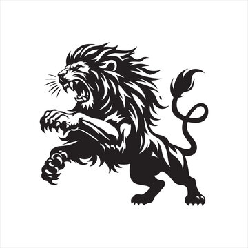 Lion Silhouette: Magnificent Big Cat in a Striking Vector Art Depiction, Ideal for Creative Projects - Minimallest lion black vector Silhouette
