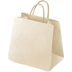 Illustration of a brown paper bag with a string for a handle.