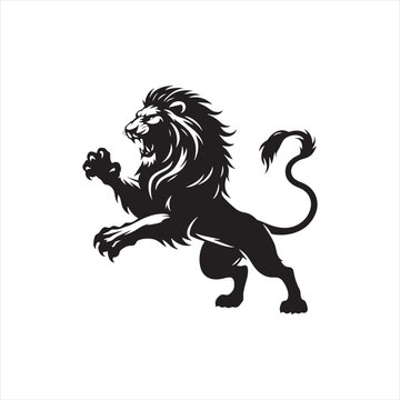 Lion Silhouette: Graphic Depiction of the Regal Big Cat in a Minimalist and Bold Black Vector Style - Minimallest lion black vector Silhouette
