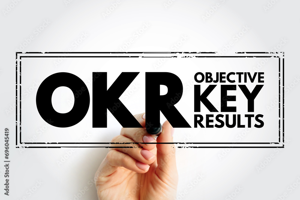 Poster okr objective key results - goal setting framework used by individuals, teams, and organizations to 
