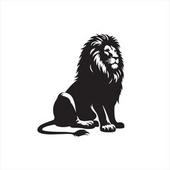 Lion Silhouette: Dynamic and Intricate Vector Art Depiction of the Noble Wildcat in Striking Black Style - Minimallest lion black vector Silhouette
 - obrazy, fototapety, plakaty
