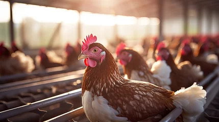 Rolgordijnen Hens confined to factory chicken cages. © Elchin Abilov