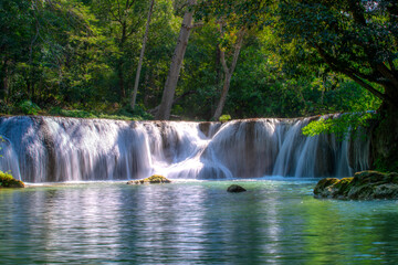 Chet Sao Noi Waterfall, or Seven Little Girls waterfall, a seven tiers of small and beautiful waterfall in Namtok Chet Sao Noi National Park, Saraburi