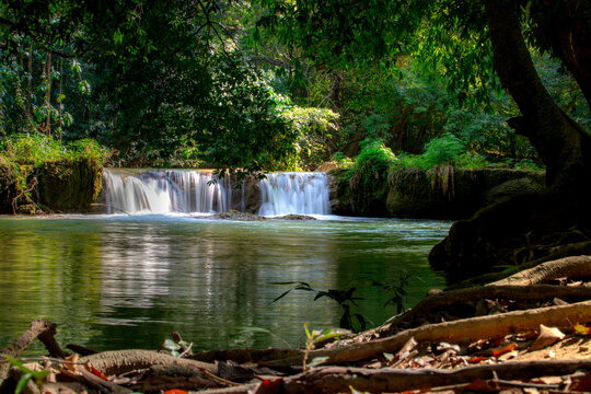 Chet Sao Noi Waterfall, or Seven Little Girls waterfall, a seven tiers of small and beautiful waterfall in Namtok Chet Sao Noi National Park, Saraburi