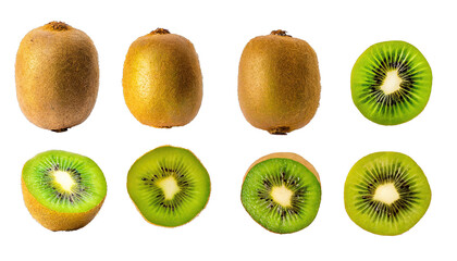  Delicious ripe kiwi fruits cut out 
