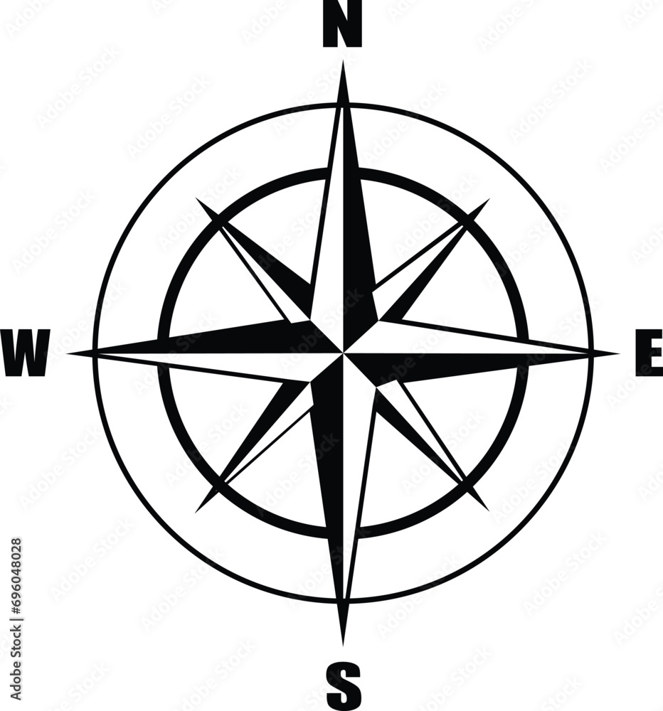 Wall mural compass navigation design – directional indicator