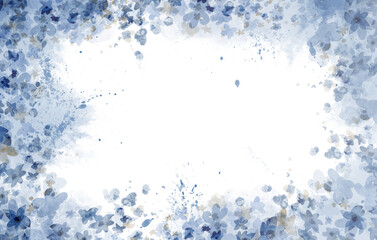Blue pastel floral painted background. PNG transparent illustration