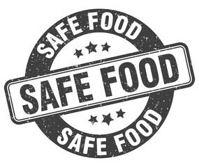 safe food stamp. safe food label. round grunge sign