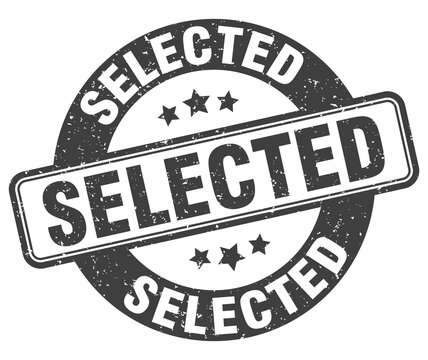 selected stamp. selected label. round grunge sign