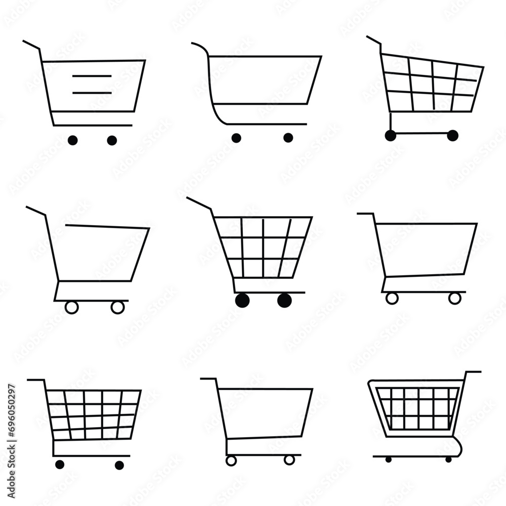 Poster set of 9 shopping cart icon vector. cart button vector.eps file.