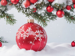 Fototapeta na wymiar Christmas decoration with a snow background