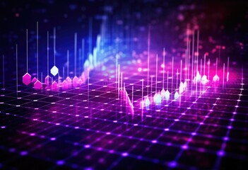 Dark pink blue technology background. Tech neon data cloud.