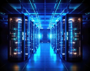 Computer server room, software infrastructure for data storage.