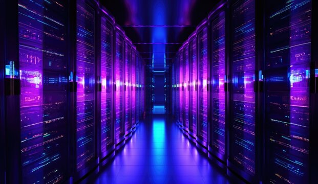 Computer server room, software infrastructure for data storage.