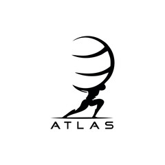 Atlas holding globe logo design vector