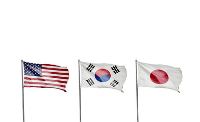 The United States, South Korea and Japan. cooperation and agreement