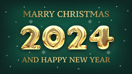 Realistic 2024 golden numbers and festive confetti on black background. holiday illustration. Happy New 2024 Year. New year ornament. Decoration element with tinsel