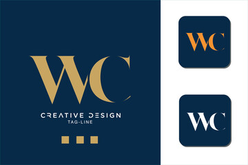 Alphabet letters icon logo WC or CW
 - obrazy, fototapety, plakaty