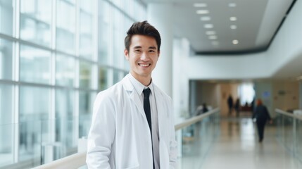 male doctor wearing labcoat standing and smiling