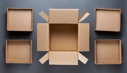 open cardboard box top view isolated