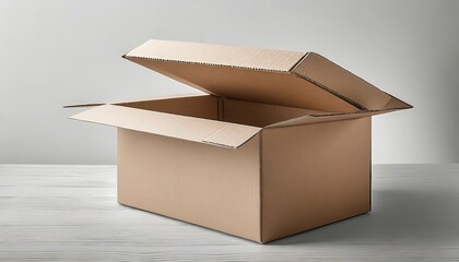 open cardboard box on white background mockup for design