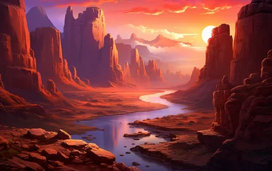 Foto op Plexiglas anti-reflex the Majesty of a Canyon Sunset with the Rocks' Radiance. © Junaid
