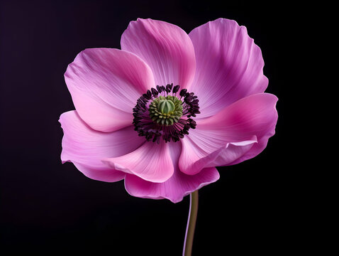 Anemone flower in studio background, single anemone flower, Beautiful flower, ai generated image