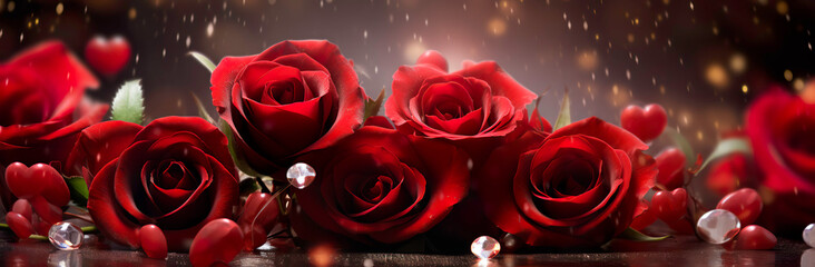 valentine day background with red roses