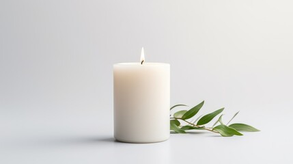 Obraz na płótnie Canvas white candle, including a single white candle on a white background.