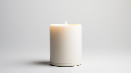 Fototapeta na wymiar white candle, including a single white candle on a white background.