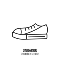 Woman sneaker line icon.  Vector illustration. Editable stroke.