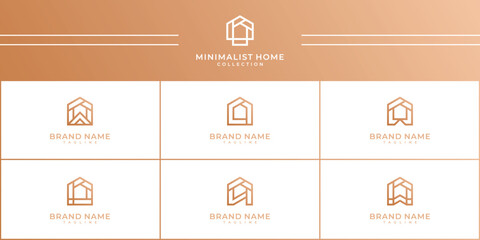 creative of home construction with line art style logo icon set. design for business of luxury, elegant, minimalist.	