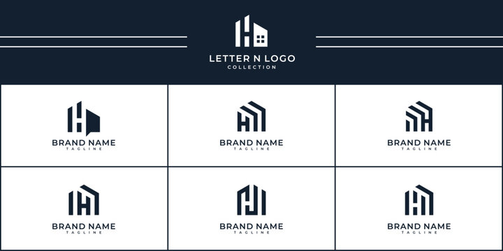 creative of letter H with home real estate logo icon set. design for business of luxury, elegant, minimalist.	