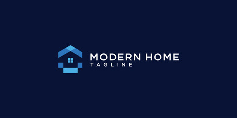 modern home with colorful logo design template