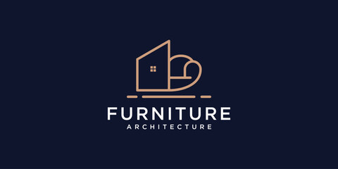 abstract furniture and real estate logo, with art lines. modern templates.